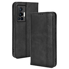Leather Case Stands Flip Cover Holder BY4 for Vivo X70 Pro 5G Black