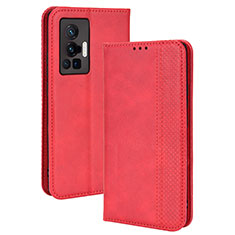 Leather Case Stands Flip Cover Holder BY4 for Vivo X70 Pro 5G Red