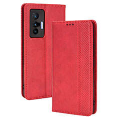 Leather Case Stands Flip Cover Holder BY4 for Vivo X70t Red