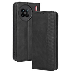 Leather Case Stands Flip Cover Holder BY4 for Vivo X90 5G Black