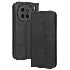 Leather Case Stands Flip Cover Holder BY4 for Vivo X90 Pro 5G Black