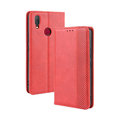 Leather Case Stands Flip Cover Holder BY4 for Vivo Y12 Red