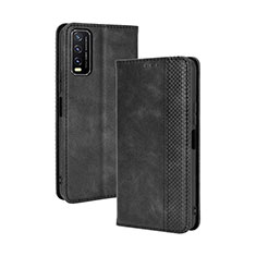 Leather Case Stands Flip Cover Holder BY4 for Vivo Y12s (2021) Black