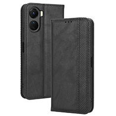 Leather Case Stands Flip Cover Holder BY4 for Vivo Y16 Black