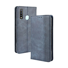 Leather Case Stands Flip Cover Holder BY4 for Vivo Y19 Blue