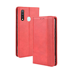 Leather Case Stands Flip Cover Holder BY4 for Vivo Y19 Red