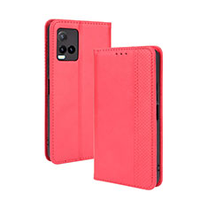 Leather Case Stands Flip Cover Holder BY4 for Vivo Y21a Red