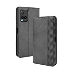 Leather Case Stands Flip Cover Holder BY4 for Vivo Y21s Black