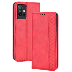 Leather Case Stands Flip Cover Holder BY4 for Vivo Y30 5G Red