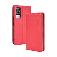 Leather Case Stands Flip Cover Holder BY4 for Vivo Y51A Red