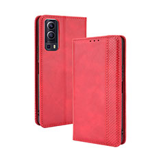 Leather Case Stands Flip Cover Holder BY4 for Vivo Y52 5G Red