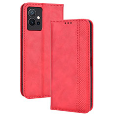 Leather Case Stands Flip Cover Holder BY4 for Vivo Y55 5G Red