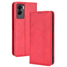 Leather Case Stands Flip Cover Holder BY4 for Vivo Y55s (2021) Red