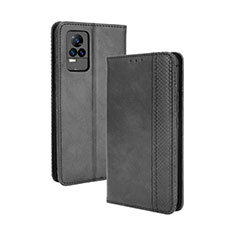 Leather Case Stands Flip Cover Holder BY4 for Vivo Y73 (2021) Black