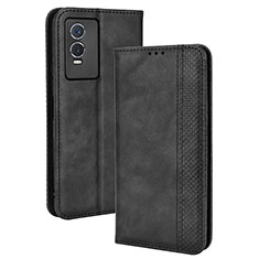 Leather Case Stands Flip Cover Holder BY4 for Vivo Y76s 5G Black