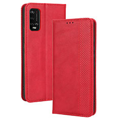 Leather Case Stands Flip Cover Holder BY4 for Wiko Power U10 Red