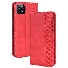 Leather Case Stands Flip Cover Holder BY4 for Wiko T3 Red