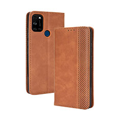 Leather Case Stands Flip Cover Holder BY4 for Wiko View5 Plus Brown