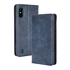 Leather Case Stands Flip Cover Holder BY4 for Wiko Y81 Blue
