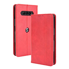 Leather Case Stands Flip Cover Holder BY4 for Xiaomi Black Shark 4 Pro 5G Red