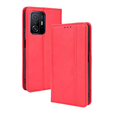 Leather Case Stands Flip Cover Holder BY4 for Xiaomi Mi 11T 5G Red