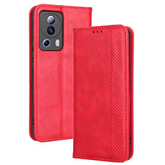 Leather Case Stands Flip Cover Holder BY4 for Xiaomi Mi 12 Lite NE 5G Red