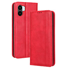 Leather Case Stands Flip Cover Holder BY4 for Xiaomi Poco C50 Red