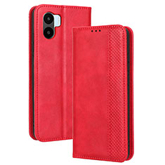 Leather Case Stands Flip Cover Holder BY4 for Xiaomi Poco C51 Red