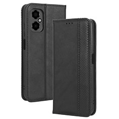 Leather Case Stands Flip Cover Holder BY4 for Xiaomi Poco M4 5G Black