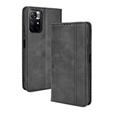 Leather Case Stands Flip Cover Holder BY4 for Xiaomi Poco M4 Pro 5G Black