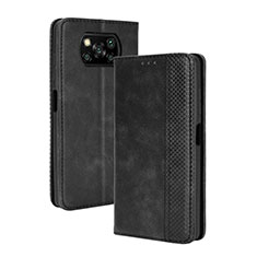 Leather Case Stands Flip Cover Holder BY4 for Xiaomi Poco X3 NFC Black