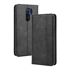 Leather Case Stands Flip Cover Holder BY4 for Xiaomi Redmi 9 Black