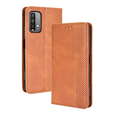 Leather Case Stands Flip Cover Holder BY4 for Xiaomi Redmi 9 Power Brown