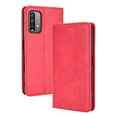 Leather Case Stands Flip Cover Holder BY4 for Xiaomi Redmi 9 Power Red