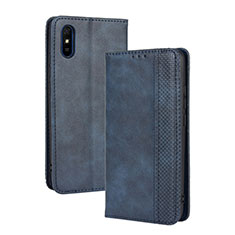 Leather Case Stands Flip Cover Holder BY4 for Xiaomi Redmi 9i Blue