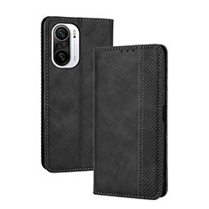 Leather Case Stands Flip Cover Holder BY4 for Xiaomi Redmi K40 5G Black