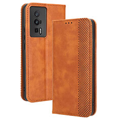 Leather Case Stands Flip Cover Holder BY4 for Xiaomi Redmi K60 5G Brown