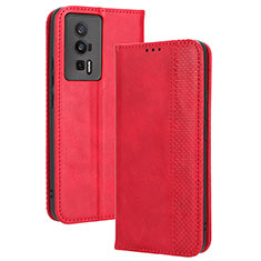 Leather Case Stands Flip Cover Holder BY4 for Xiaomi Redmi K60 5G Red