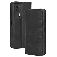 Leather Case Stands Flip Cover Holder BY4 for Xiaomi Redmi K60E 5G Black