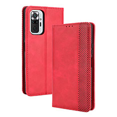 Leather Case Stands Flip Cover Holder BY4 for Xiaomi Redmi Note 10 Pro Max Red