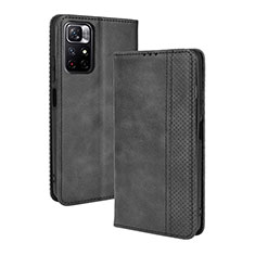 Leather Case Stands Flip Cover Holder BY4 for Xiaomi Redmi Note 11 5G Black