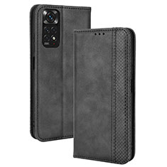 Leather Case Stands Flip Cover Holder BY4 for Xiaomi Redmi Note 11S 4G Black