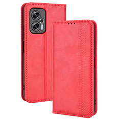 Leather Case Stands Flip Cover Holder BY4 for Xiaomi Redmi Note 11T Pro+ Plus 5G Red