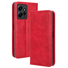 Leather Case Stands Flip Cover Holder BY4 for Xiaomi Redmi Note 12 4G Red