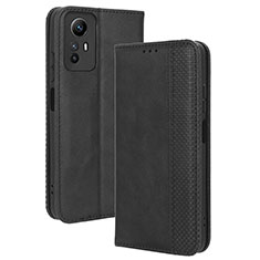 Leather Case Stands Flip Cover Holder BY4 for Xiaomi Redmi Note 12S Black