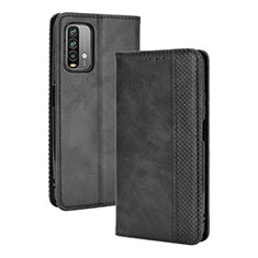 Leather Case Stands Flip Cover Holder BY4 for Xiaomi Redmi Note 9 4G Black