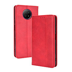 Leather Case Stands Flip Cover Holder BY4 for Xiaomi Redmi Note 9 5G Red