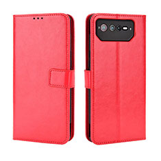 Leather Case Stands Flip Cover Holder BY5 for Asus ROG Phone 6 Red