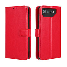 Leather Case Stands Flip Cover Holder BY5 for Asus ROG Phone 7 Red