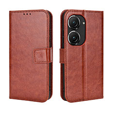 Leather Case Stands Flip Cover Holder BY5 for Asus ZenFone 10 Brown